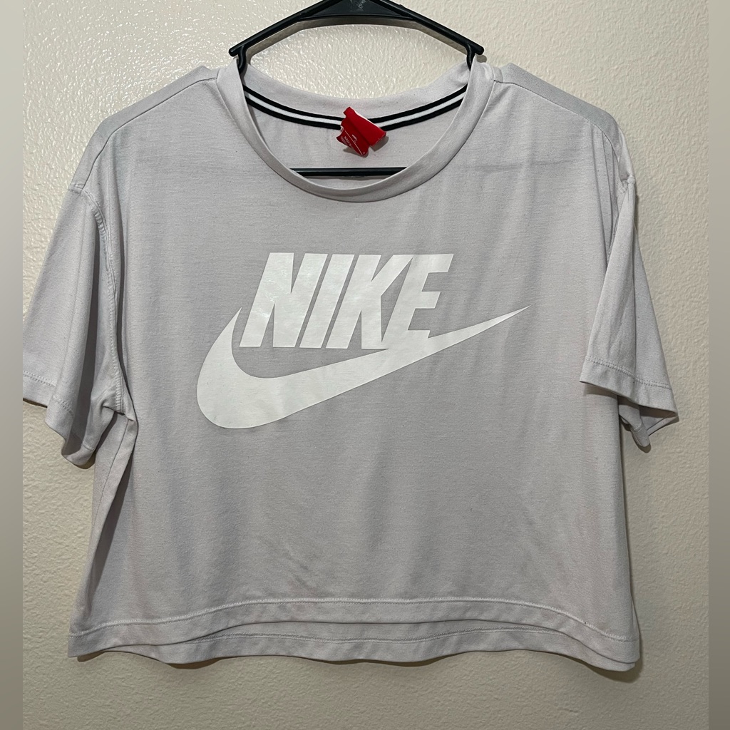 Nike Women's White Grey Crop Top Size L